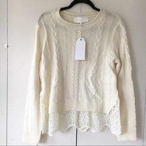 Quinn wool and lace cable knit sweater